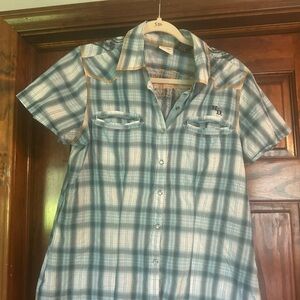 Men's Blue Plaid Short Sleeve Shirt